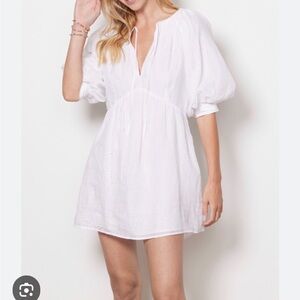 NWT Frame White Eyelet Puff Sleeve Dress size medium